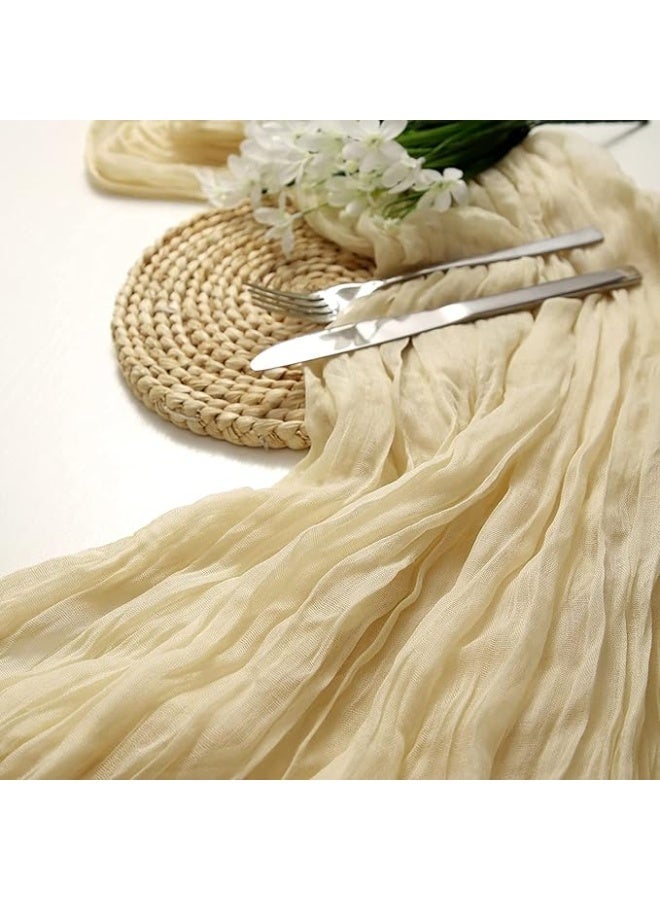 DUNISO 2 قطع مفرش طاولة من قماش الجبن، 90 × 400 سم ديكور طاولة بوهيمي، مفرش طاولة شفاف لتزيين حفلات الزفاف وحفلات الاستحمام، مركز طاولة للديكور - Image 5